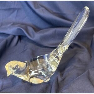 Vintage Fenton Clear Glass Bird of Happiness Figurine Long Tail Paperweight 5197